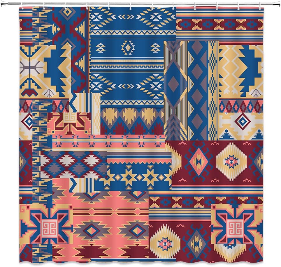 Colorful Aztec Shower Curtain With A Native American Retro Style - Image 2