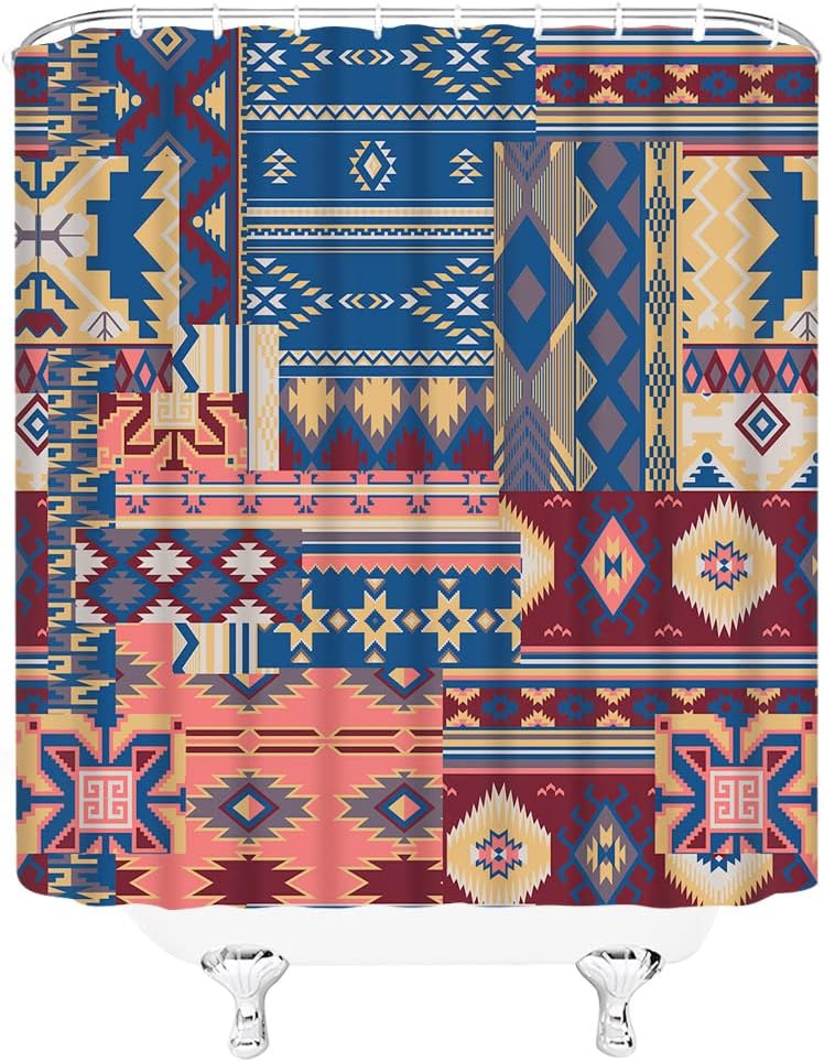Colorful Aztec Shower Curtain With A Native American Retro Style - Image 3