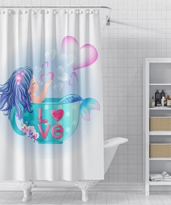 Colorful Baby Love Little Mermaid Kids Shower Curtain