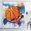 Colorful Basketball Sketch Shower Curtain For Sports Enthusiasts
