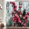 Colorful Bath Decors with Hummingbird and Flowers Fabric Shower Curtain