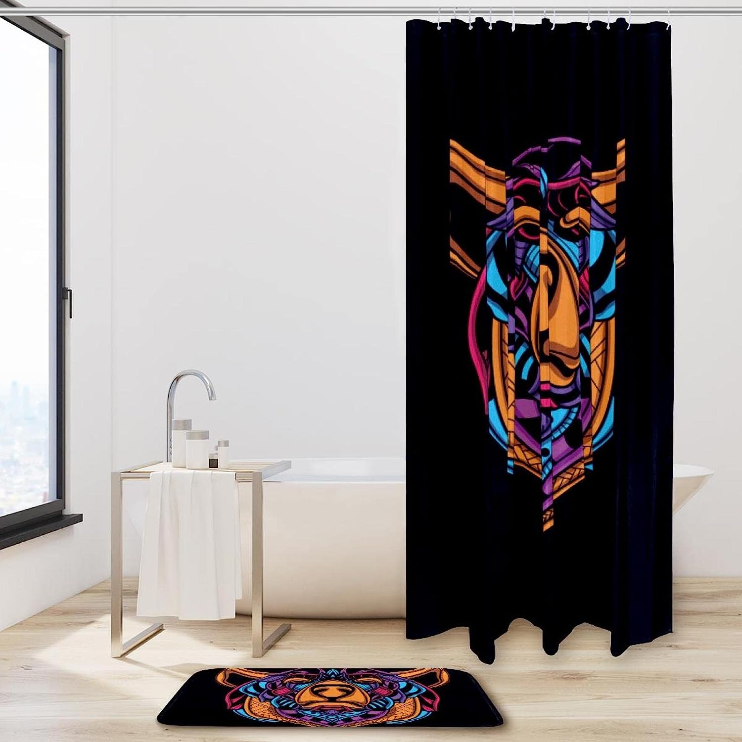 Colorful Bear Wilderness Waterproof Shower Curtain For Bathroom Decor - Image 2