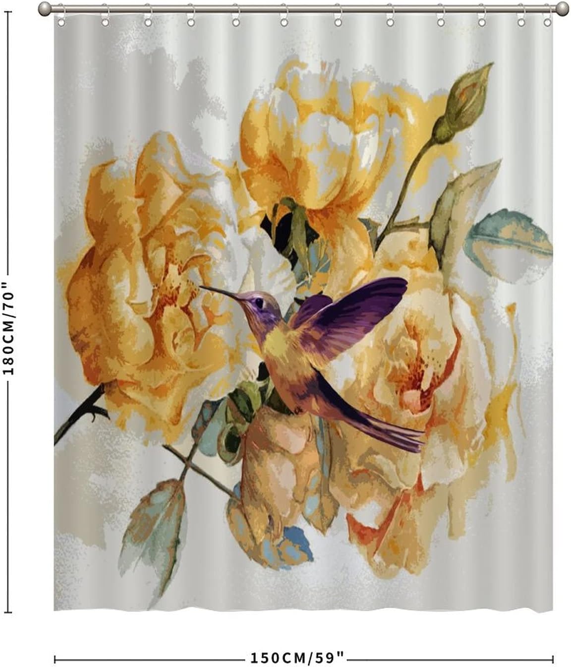 Colorful Bird and Flower Print Shower Curtain for a Cheerful Bathroom Decor