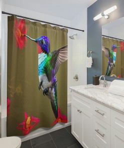 Colorful Birds Hummingbird Shower Curtain For Bathroom Decor
