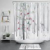 Colorful Birds In A Winter Woods Shower Curtain For A Whimsical Bathroom