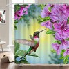 Colorful Birds and Nature Painting Fabric Shower Curtain for a Playful Bathroom