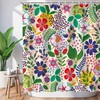 Colorful Bohemian Flowered Shower Curtain for Bathroom