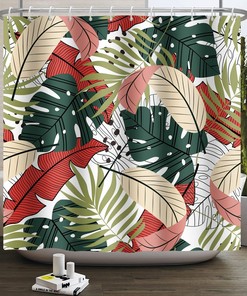 Colorful Bohemian Palm Leaf Shower Curtain with Modern Design for a Relaxing Bath Experience