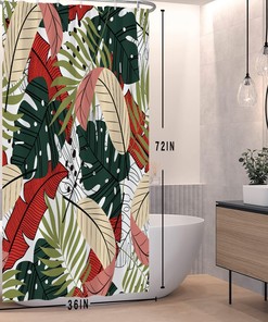 Colorful Bohemian Palm Leaf Shower Curtain with Modern Design for a Relaxing Bath Experience