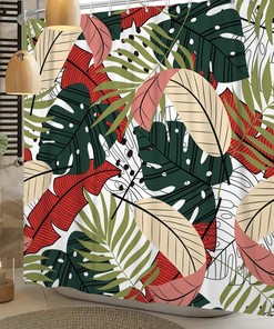 Colorful Bohemian Palm Leaf Shower Curtain with Modern Design for a Relaxing Bath Experience