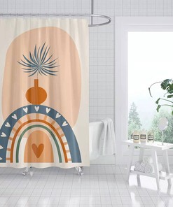 Colorful Bohemian Vase Palm Leaves Printed Shower Curtain For Bathroom Decor