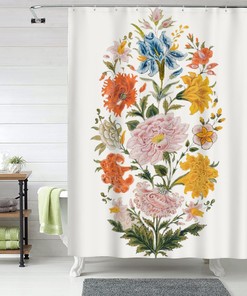 Colorful Boho Floars Shower Curtain For Bathroom Waterproof Decor