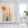 Colorful Boho Rainbow Sun Shower Curtain, Bohemian Love Heart Design, Home Bathroom Decor, Housewarming Gift Included