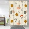 Colorful Boho Shower Curtain With Hand Drawn Sun And Plants Print For Artistic Home Tub Decor