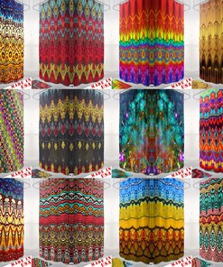 Colorful Boho Shower Curtain with Rainbow Stripes, 72x72 - Shower Curtain Designs