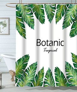 Colorful Botanic Leaf Waterproof Shower Curtain
