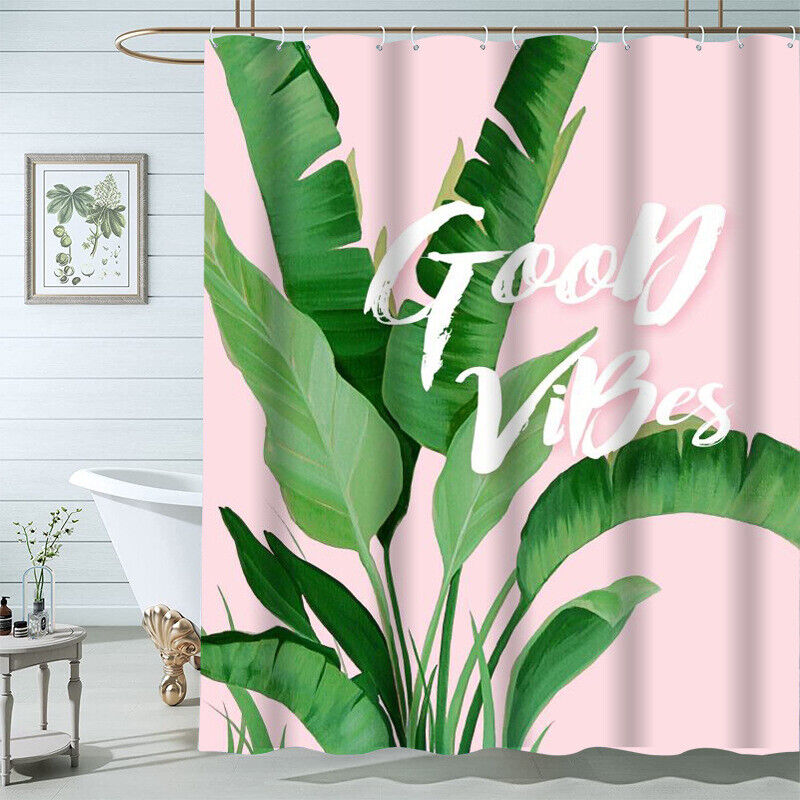 Colorful Botanic Leaf Waterproof Shower Curtain