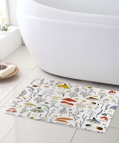 Colorful Botanical Mushroom Shower Curtain Set For A Whimsical Bathroom