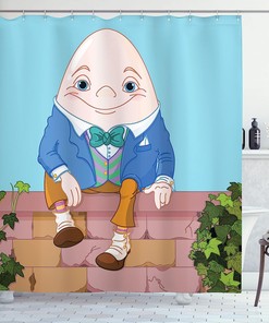 Colorful Brickwork Wall Egg Humpty Dumpty Sitting Cartoon Shower Curtain