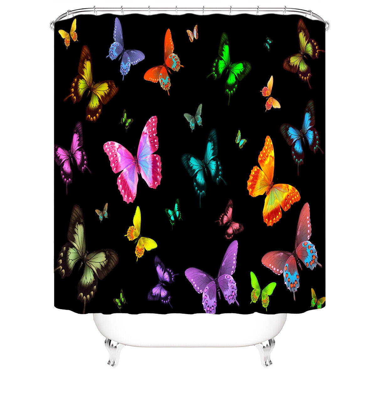 Colorful Butterflies Shower Curtain For Vibrant Bathroom Decor - Image 2