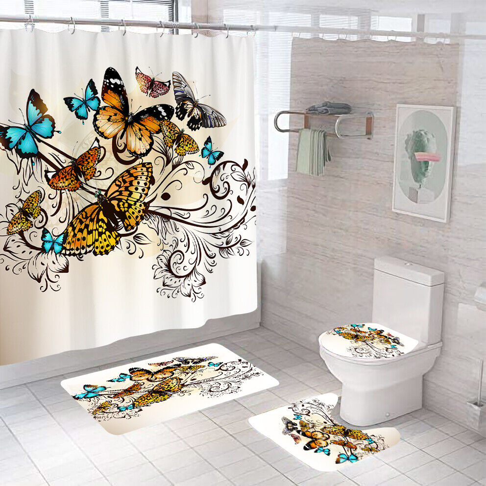 Colorful Butterflies Shower Curtain for a Bright Bathroom