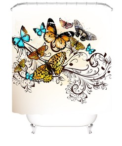 Colorful Butterflies Shower Curtain for a Bright Bathroom