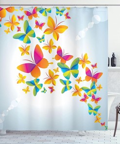 Colorful Butterflies Spring Summer Season Abstract Nature Shower Curtain