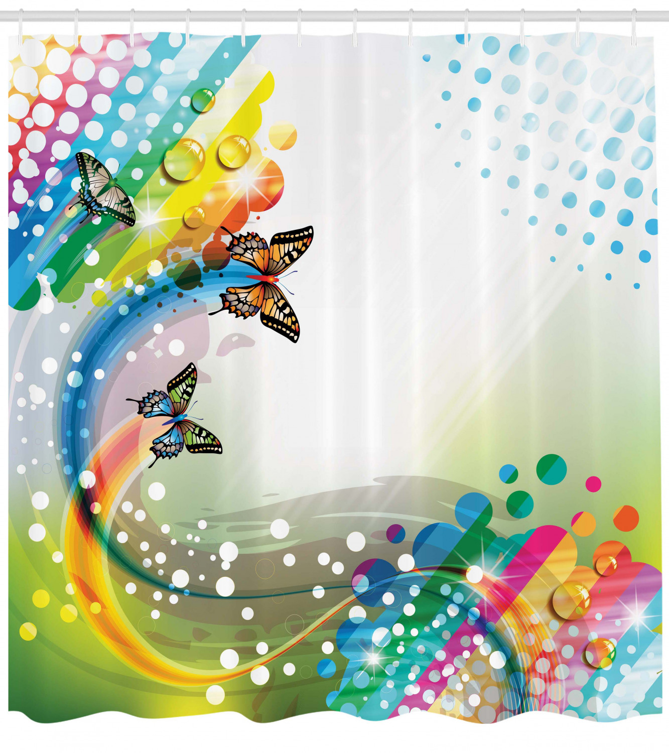 Colorful Butterfly Print Trippy Shower Curtain for Bathroom Decor
