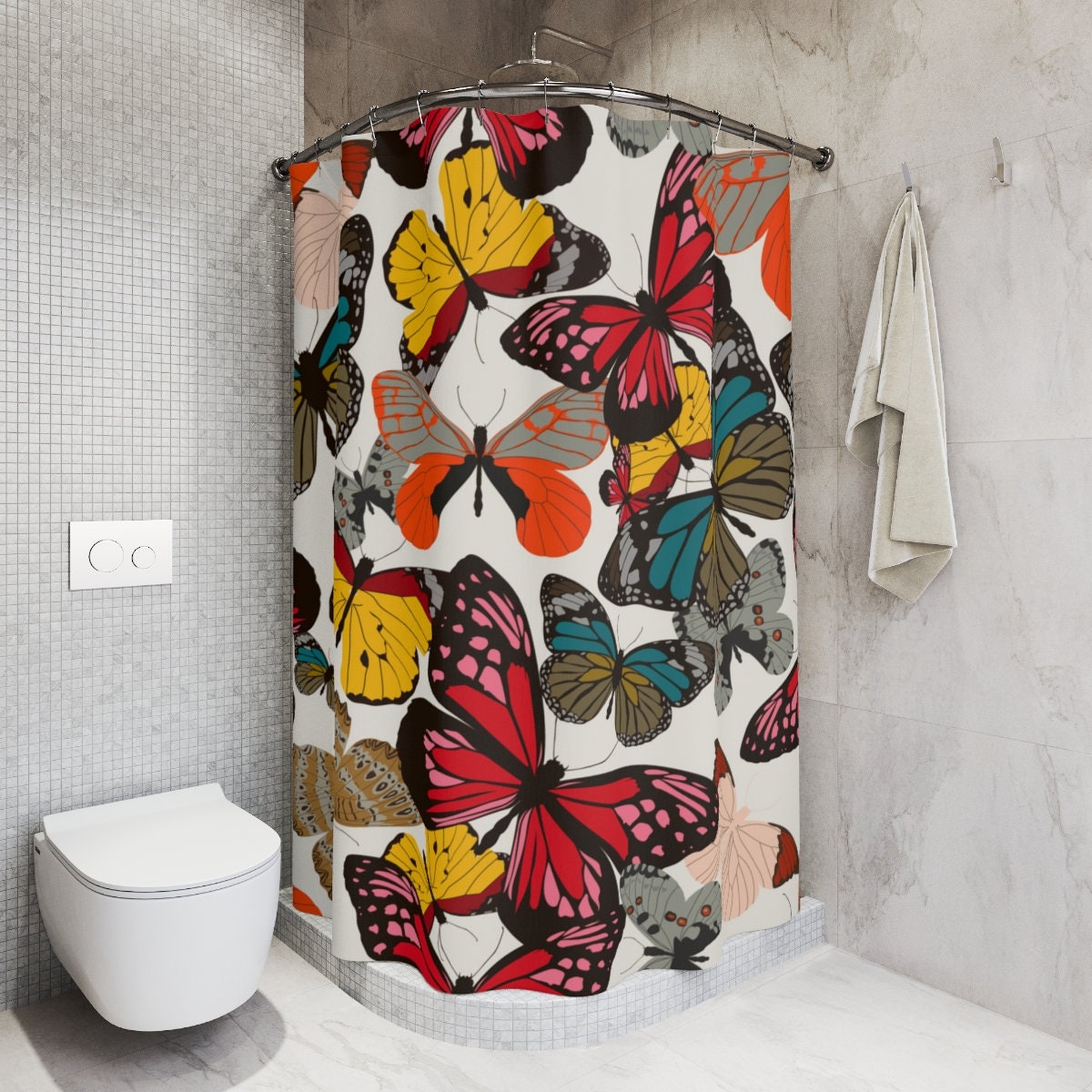 Colorful Butterfly Shower Curtain - Cheerful Print To Liven Up Your Bathroom