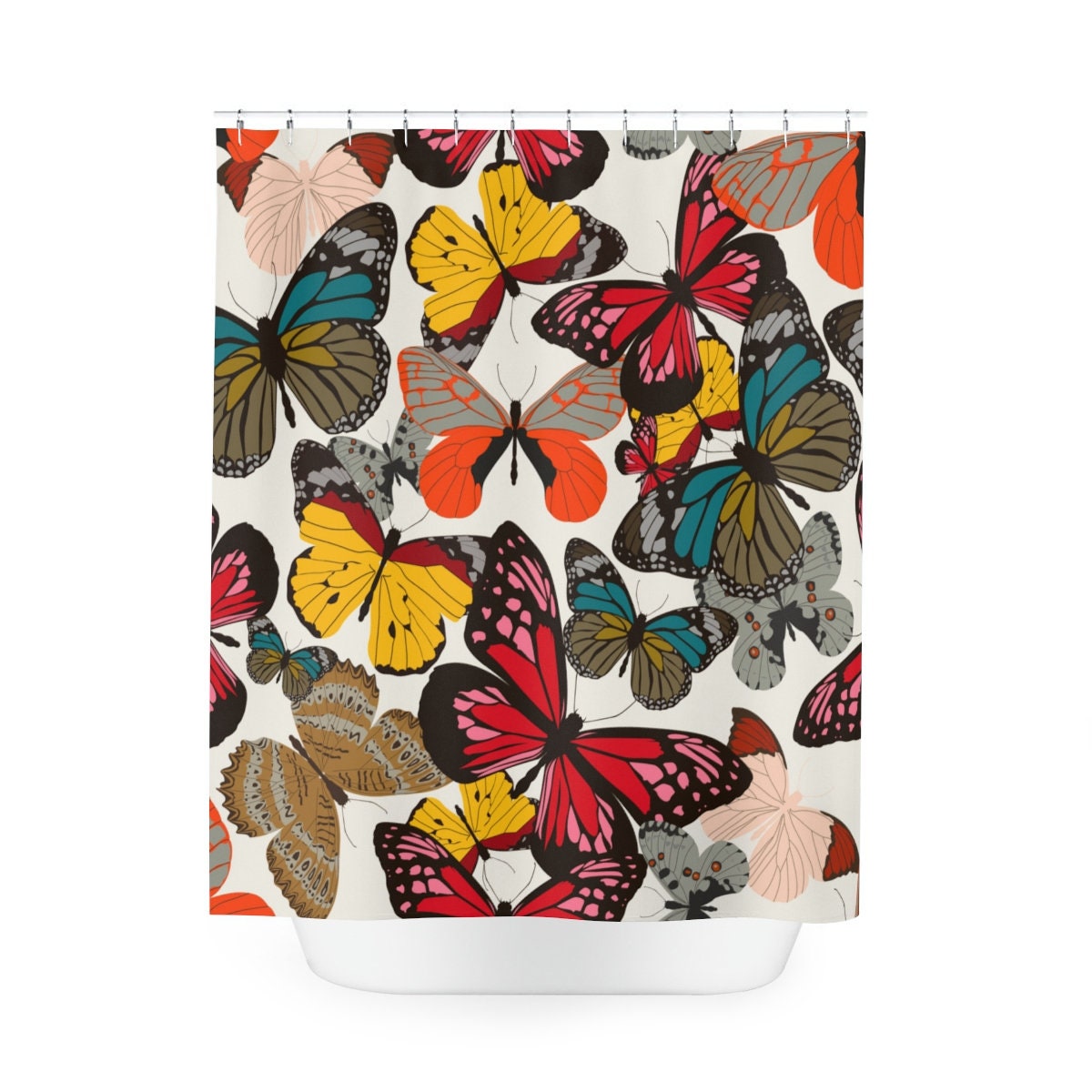 Colorful Butterfly Shower Curtain - Cheerful Print To Liven Up Your Bathroom - Image 2
