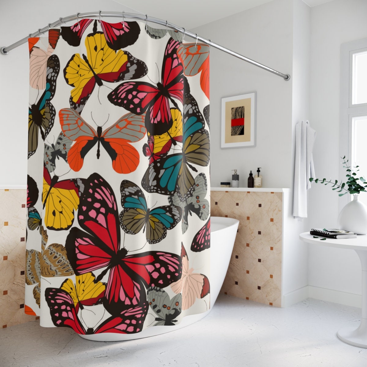 Colorful Butterfly Shower Curtain - Cheerful Print To Liven Up Your Bathroom - Image 3
