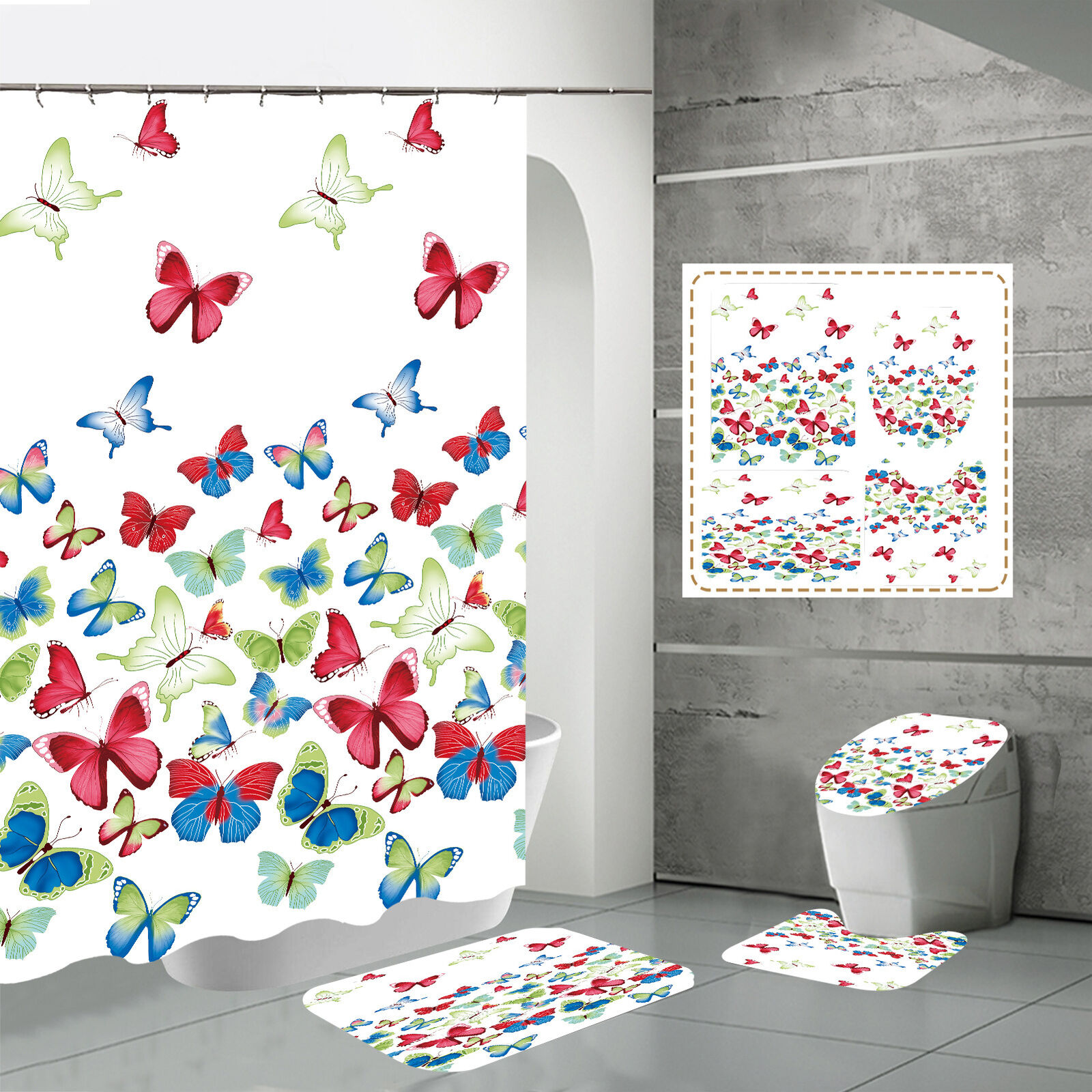 Colorful Butterfly Shower Curtain For Beautiful Bathroom Decor