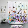 Colorful Butterfly Shower Curtain in Gradient Purple Backdrop