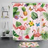 Colorful Butterfly Tropical Plant Flamingo Shower Curtain For Bathroom Decor
