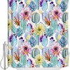 Colorful Cactus Flower and Succulent Decorative Bath Curtain