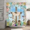 Colorful Cartoon Rabbit Shower Curtain with Butterfly Design