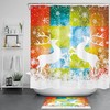 Colorful Checkered Elk Snowflake Shower Curtain For A Cozy Winter Bathroom