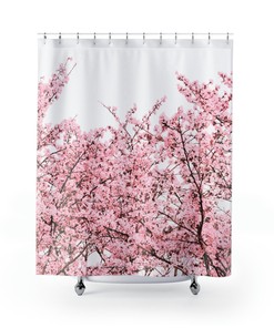 Colorful Cherry Blossom Shower Curtain For Beautiful And Trendy Bathroom Decor