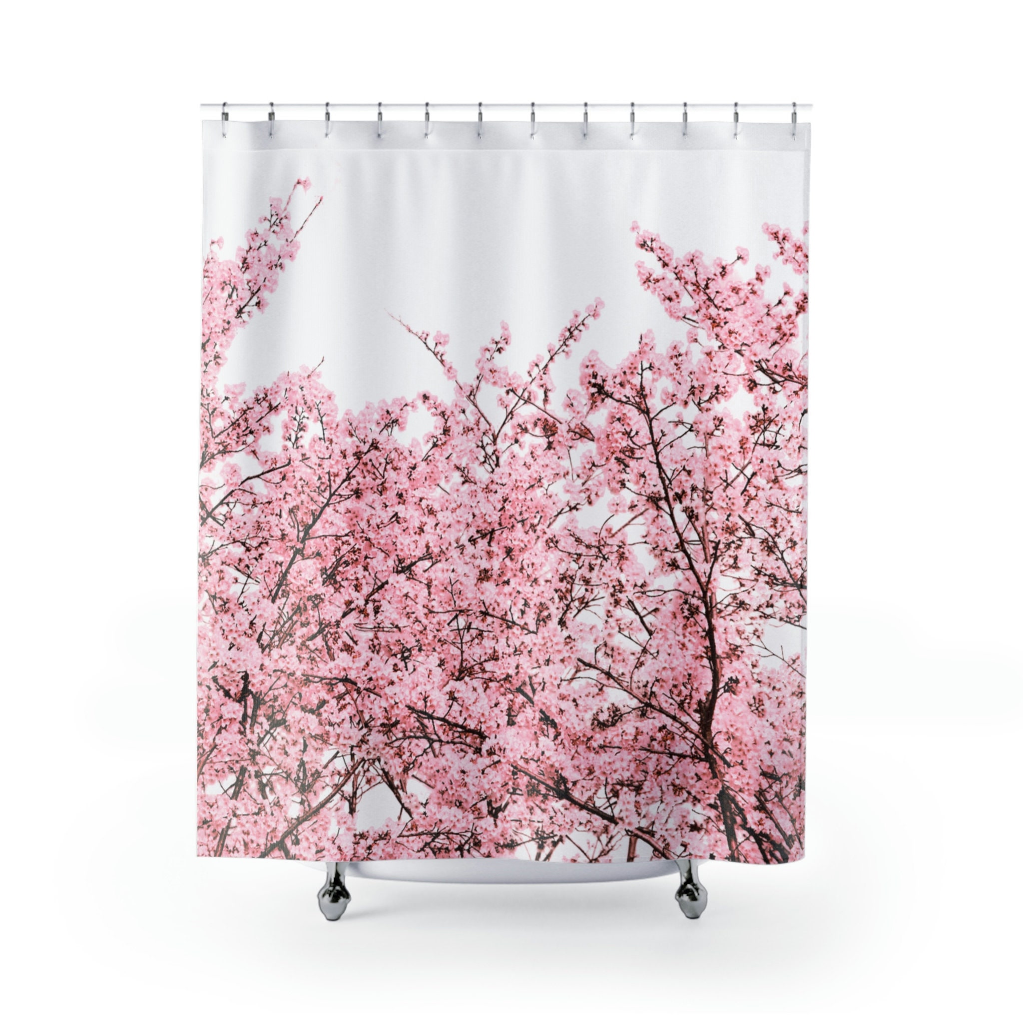 Colorful Cherry Blossom Shower Curtain For Beautiful And Trendy Bathroom Decor