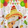 Colorful Cinco De Mayo Shower Curtain - Fiesta Holiday Carnival Flags, Floral and Cactus Taco Design