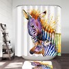 Colorful Colt And Momma Zebra Shower Curtain With Waterproof Fabric