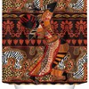 Colorful Dancing Tribal Black Girl Shower Curtain - African Woman Fabric for Bathroom Decor