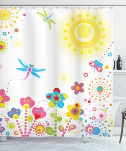 Colorful Dandelions Happiness Dragonfly Shower Curtain For A Positive Vibe