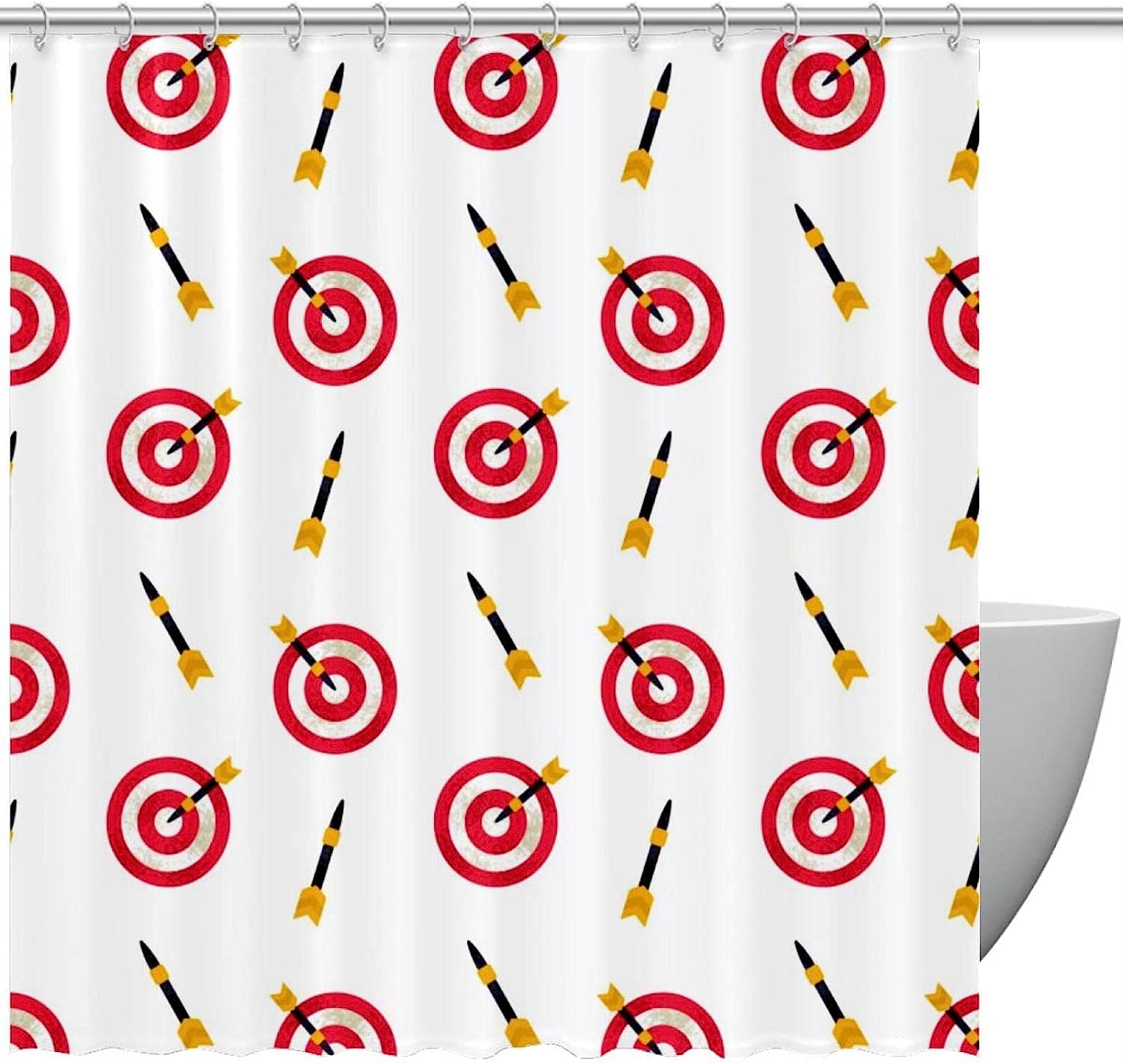 Colorful Darts Shower Curtain With Rustproof Hooks