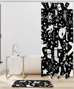 Colorful Deer and Snowflakes Merry Christmas Shower Curtain for Bathroom Decor