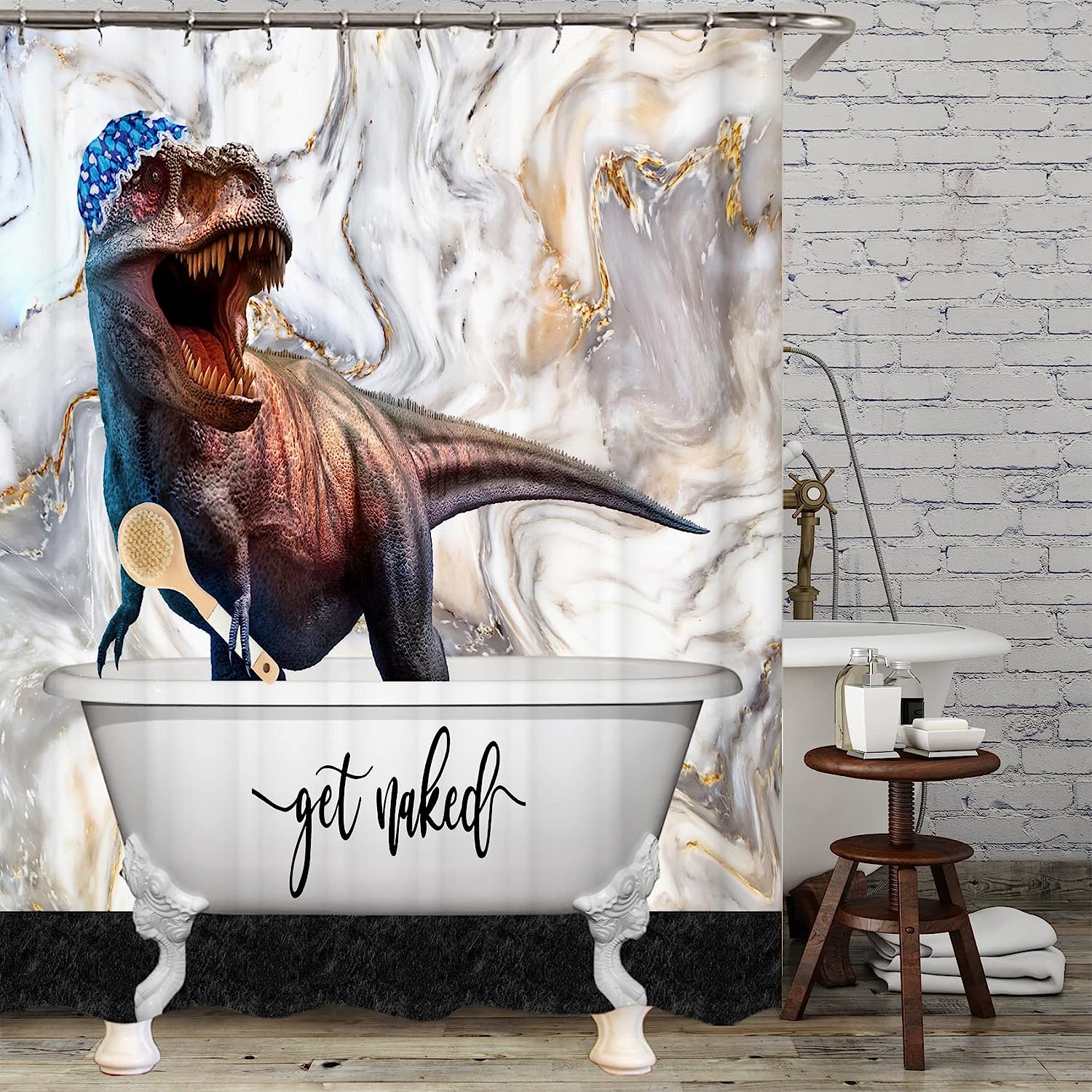 Colorful Dino Monster Shower Stall Curtain For Children'S Bathroom - Image 2