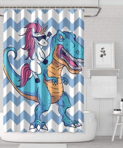 Colorful Dinosaur Print Shower Curtain - Boy for Bathroom Bathtubs