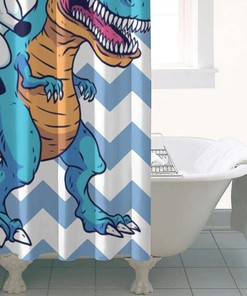 Colorful Dinosaur Print Shower Curtain - Boy for Bathroom Bathtubs