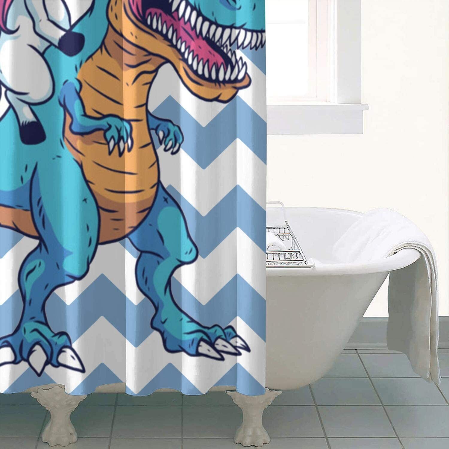Colorful Dinosaur Print Shower Curtain - Boy for Bathroom Bathtubs