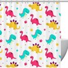 Colorful Dinosaur Shower Curtain Made With High-Quality Fabric For A Vibrant Bathroom Decor